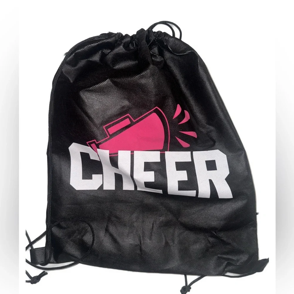 Drawstring Gym Bag Cheerleader backpack pink and black